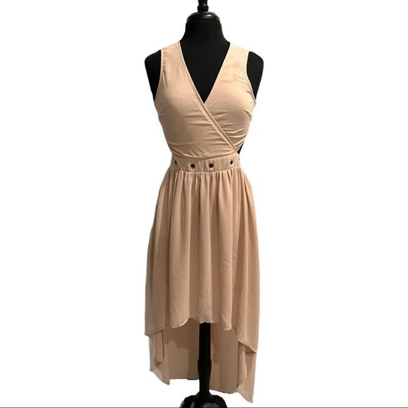 𝅺l’atiste by Amy Blush Grommet Waist High Low Dress Sz M - Picture 1 of 14